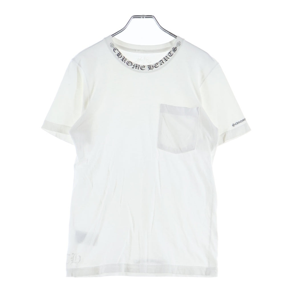 CHROME HEARTS(クロムハーツ) CH S/S NECK LOGO ネックロゴプリント 半袖Tシャツ ホワイト