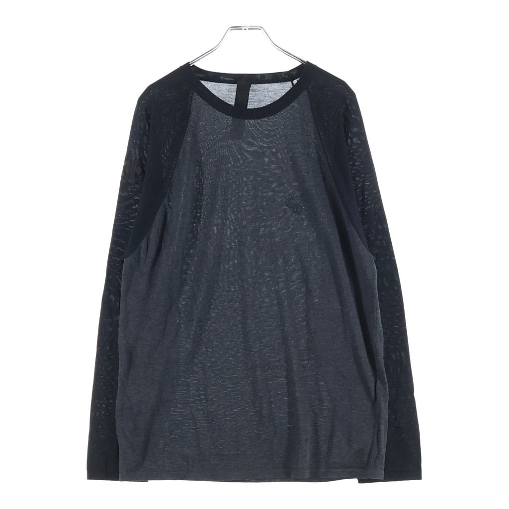 CHROME HEARTS(クロムハーツ) YNOT 3 Cross Patch CH Logo Embroidery Raglan L/S TEE ワイノット クロスパッチ付き ラグランスリーブ 長袖 クルーネック カットソー グレー