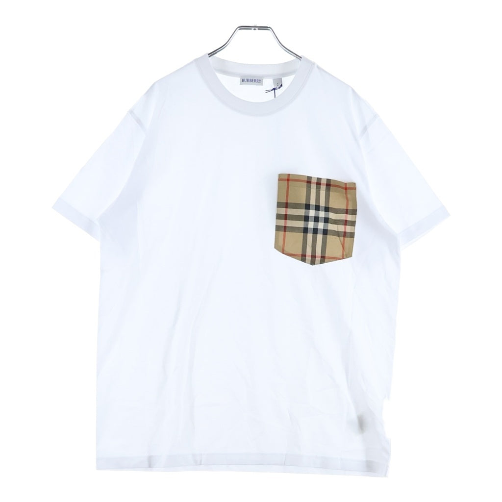 BURBERRY(バーバリー) ノバチェック ポケット クルーネック半袖Tシャツ ショートスリーブカットソー ホワイト 8103971