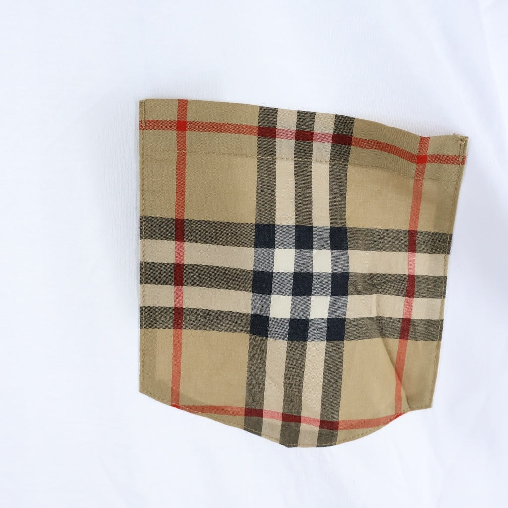 BURBERRY(バーバリー) ノバチェック ポケット クルーネック半袖Tシャツ ショートスリーブカットソー ホワイト 8103971