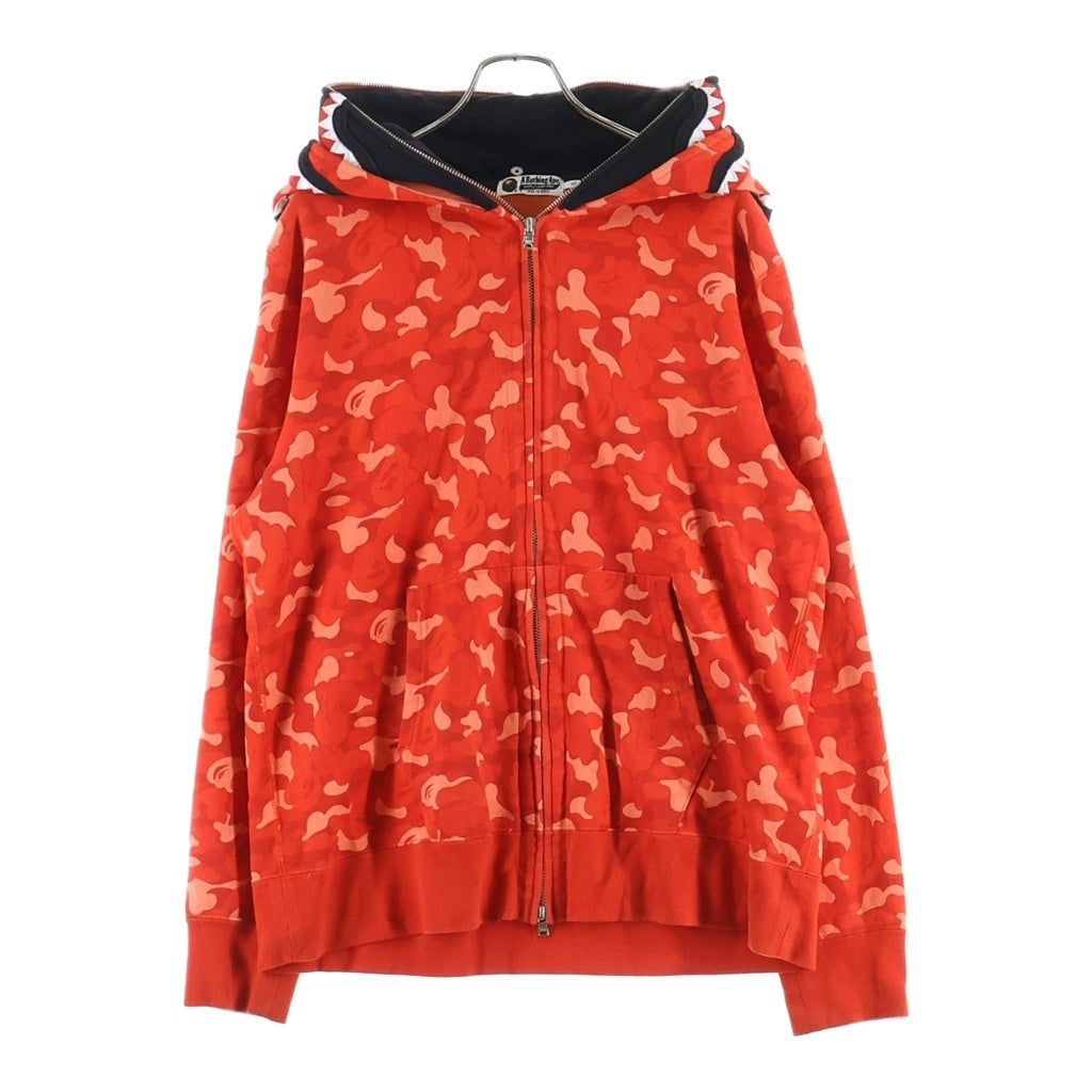 A BATHING APE(アベイシングエイプ) Korea Double shark full zip hoodie 韓国ソウル限定 ダブルシャーク フルジップパーカー フーディ レッド/ブラック 001ZPK221003F