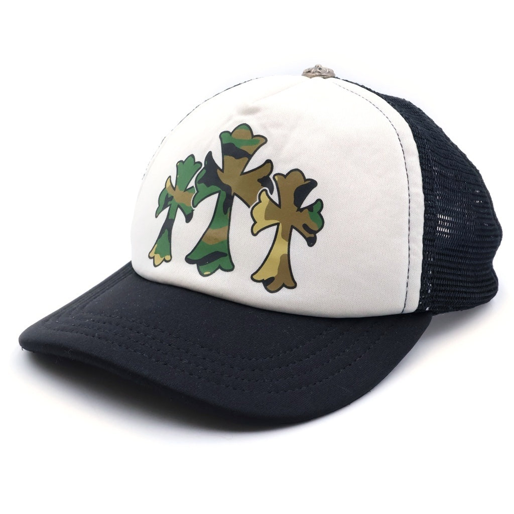 CHROME HEARTS(クロムハーツ) TRUCKER CAP トラッカーキャップ 3セメタリープリントメッシュキャップ 迷彩 帽子 ブラック/ホワイト/カモ