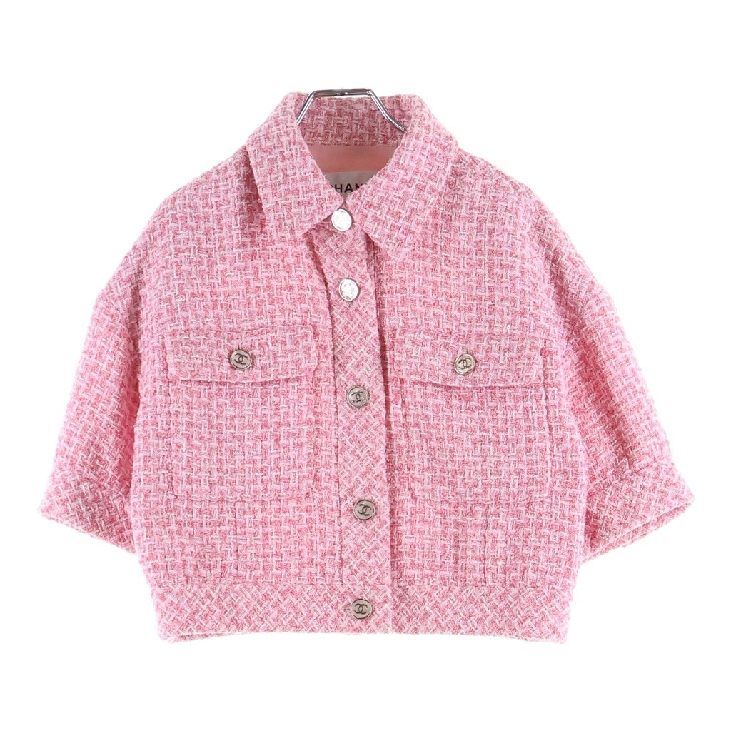 CHANEL(シャネル) ココマークボタン ショートスリーブツイードジャケット ピンク レディース P74451V65954