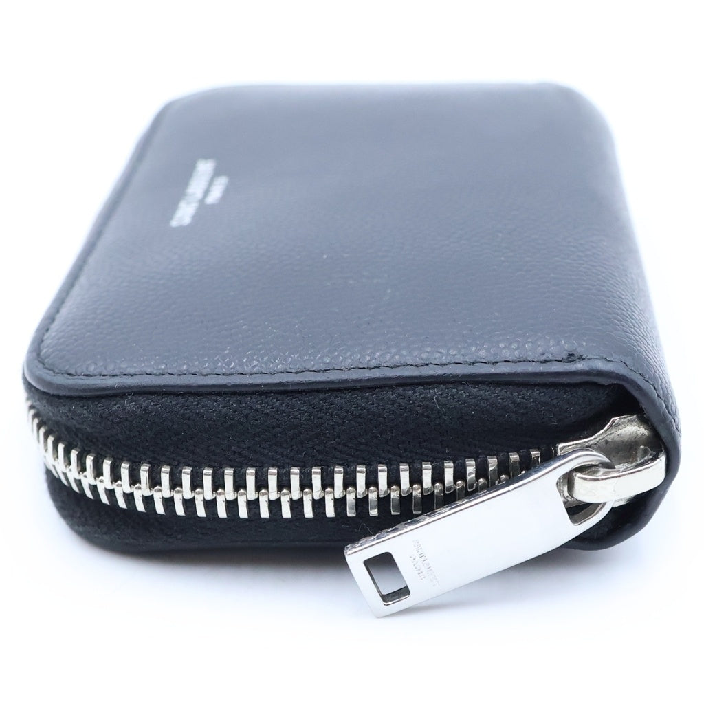 SAINT LAURENT PARIS(サンローランパリ) ロゴプリント ラウンドジップ コインケース ブラック MRT506522