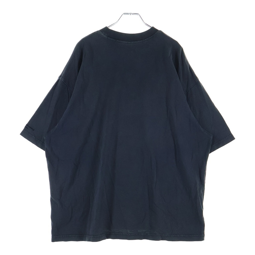 ALEXANDER WANG(アレキサンダーワン) フロントライターグラフィック ラインストーンロゴ オーバーサイズ クルーネック 半袖Tシャツ ブラック CA67930