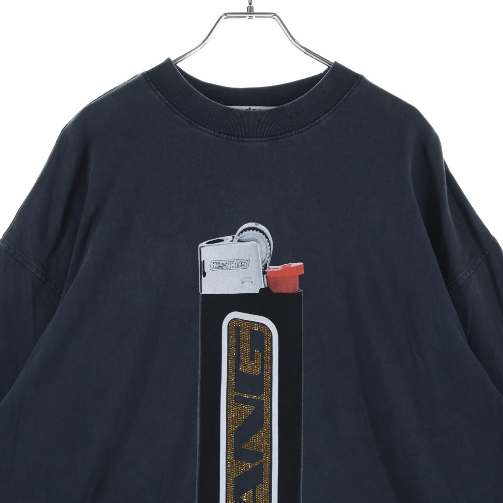 ALEXANDER WANG(アレキサンダーワン) フロントライターグラフィック ラインストーンロゴ オーバーサイズ クルーネック 半袖Tシャツ ブラック CA67930