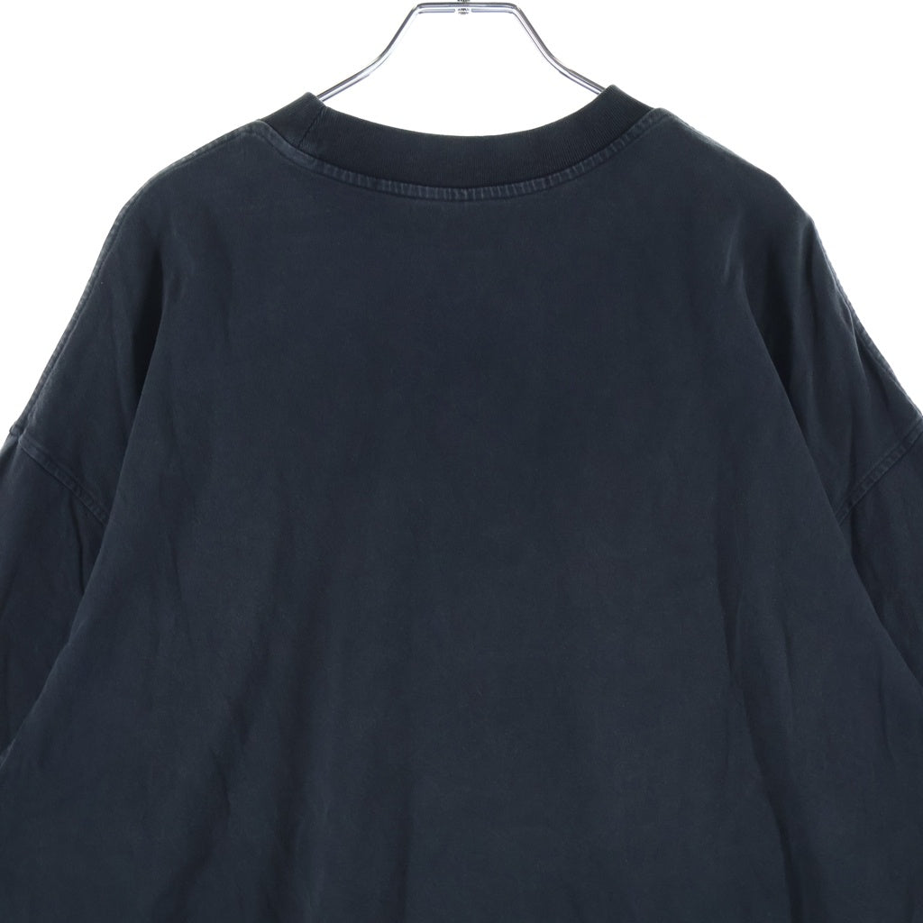 ALEXANDER WANG(アレキサンダーワン) フロントライターグラフィック ラインストーンロゴ オーバーサイズ クルーネック 半袖Tシャツ ブラック CA67930