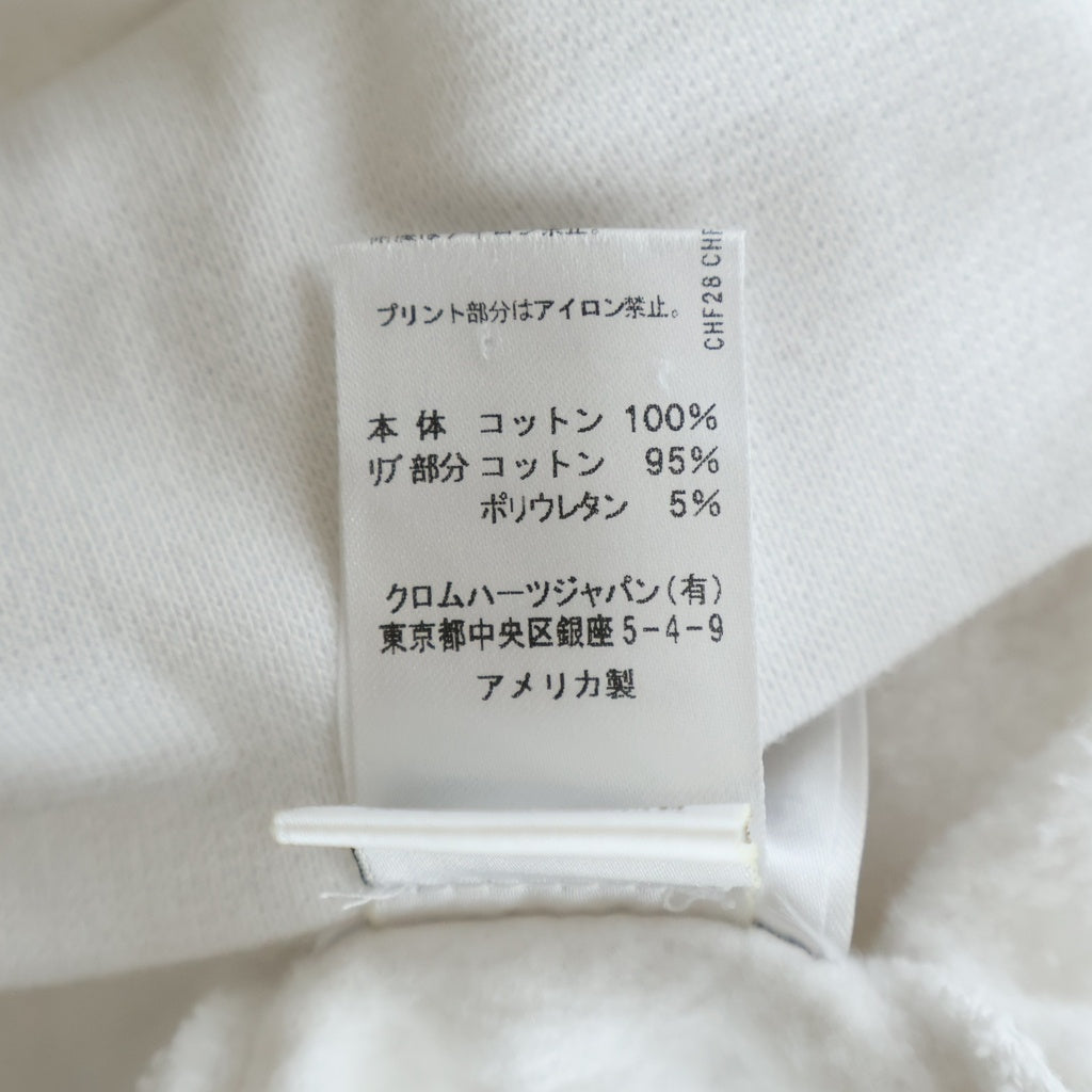 CHROME HEARTS(クロムハーツ) SWTSHRT HD ZIP 袖ロゴ バックスクロールラベルプリント ジップアップパーカー ホワイト