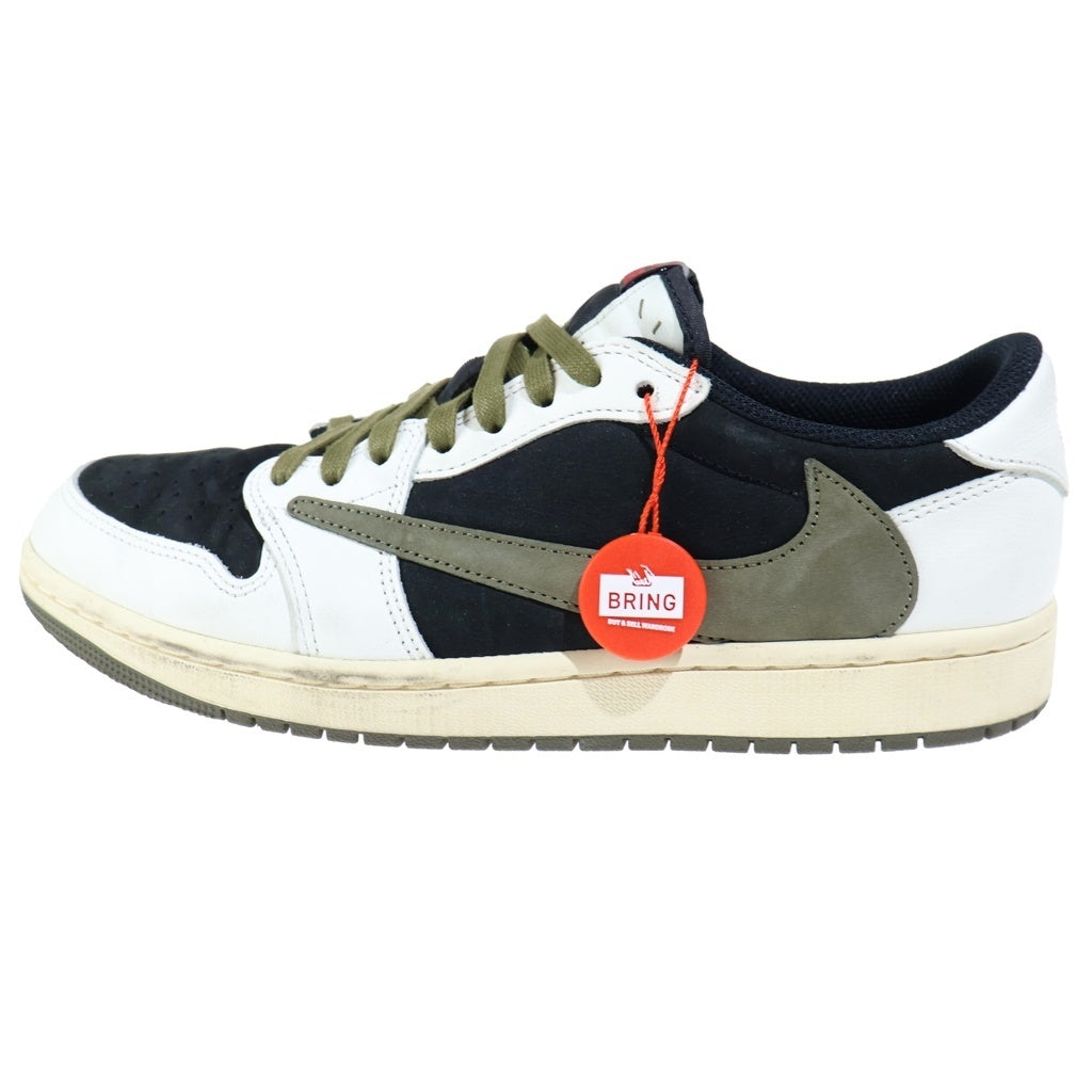 NIKE(ナイキ) ×TRAVIS SCOTT WMNS AIR JORDAN 1 LOW OG Medium Olive トラヴィススコット エアジョーダン1 ローカットスニーカー オリーブ US10.5/28.5cm DZ4137-106