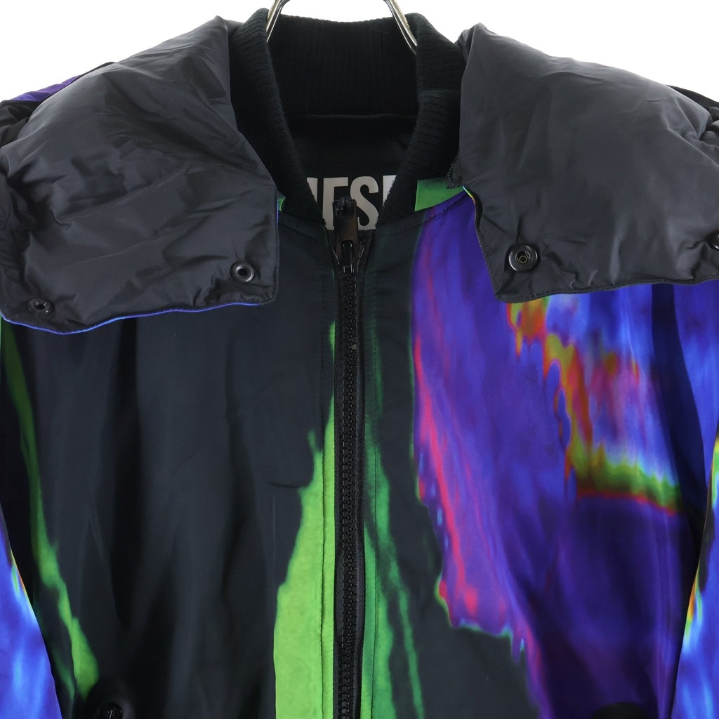 DIESEL(ディーゼル) PADDED HOODED JACKET パテッド フーテッド ジャケット 中綿入りフード付き ダウンジャケット パープル A00705-W-ON-AOP-0EBAK