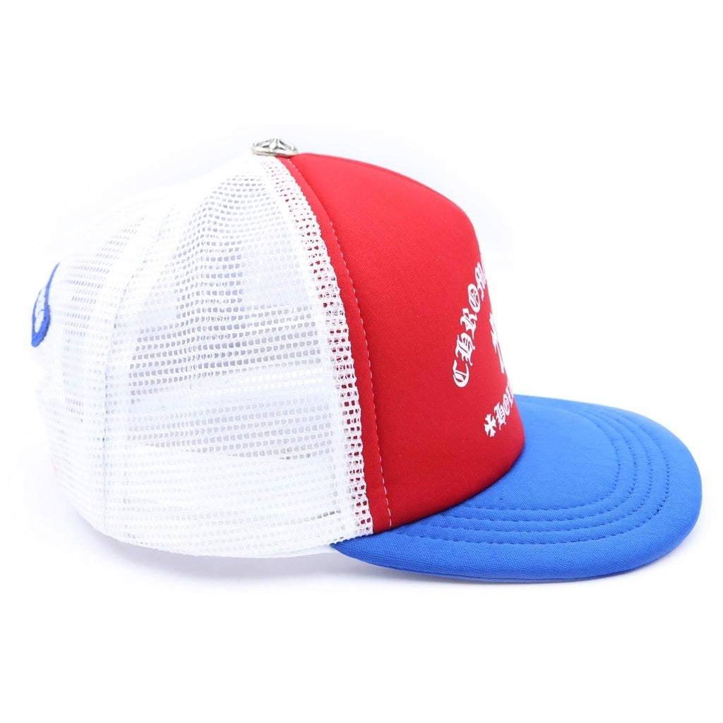 CHROME HEARTS(クロムハーツ) TRIPLE CROSS TRUCKER CAP トリプルクロス プリント ハリウッド トラッカーキャップ ホワイト/ブルー/レッド