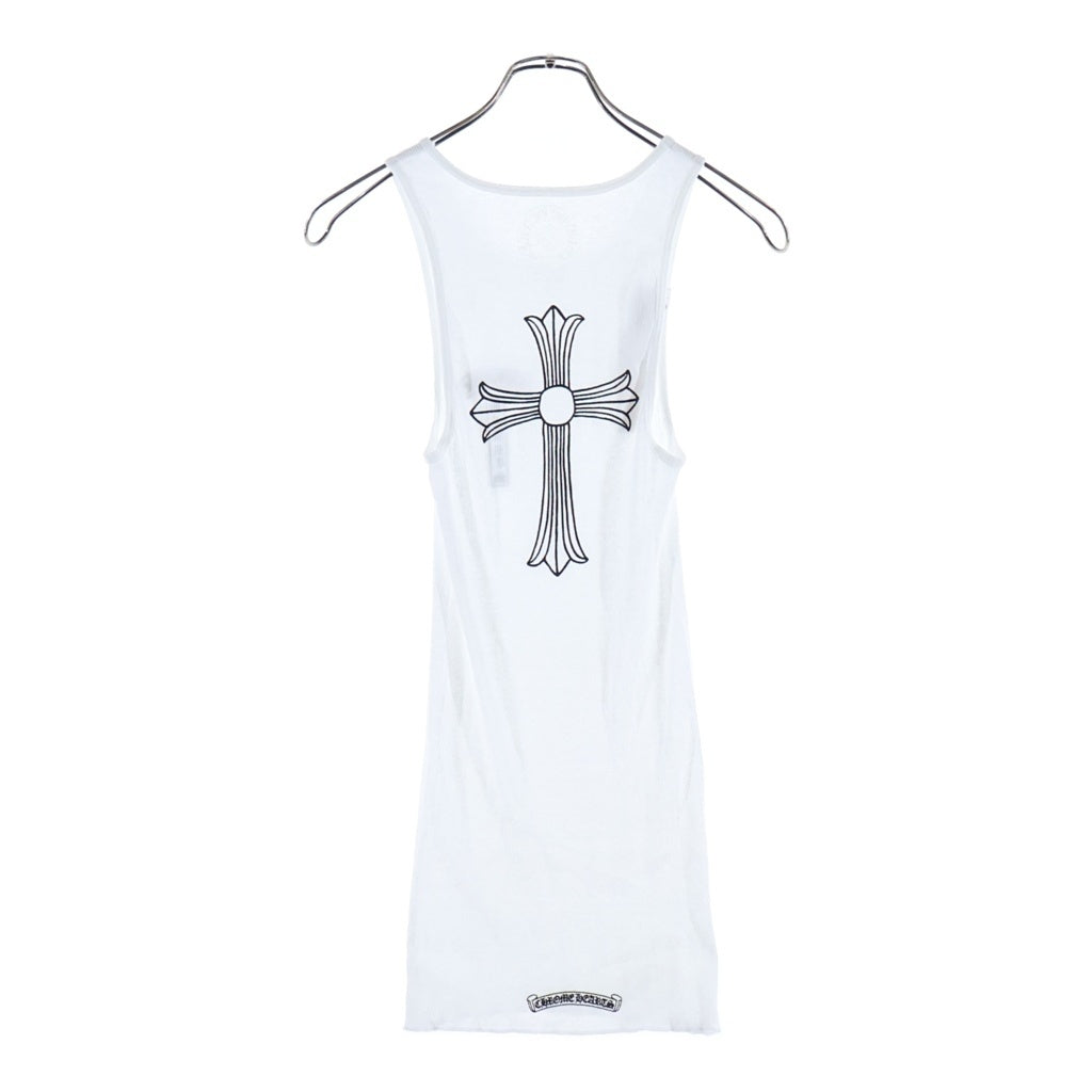 CHROME HEARTS(クロムハーツ) CH T‐BAR RIB TANK バックCHクロス Tバー ロゴプリント リブタンクトップ ホワイト