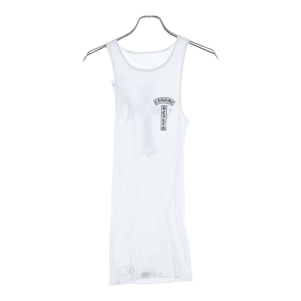 CHROME HEARTS(クロムハーツ) CH T‐BAR RIB TANK バックCHクロス Tバー ロゴプリント リブタンクトップ ホワイト