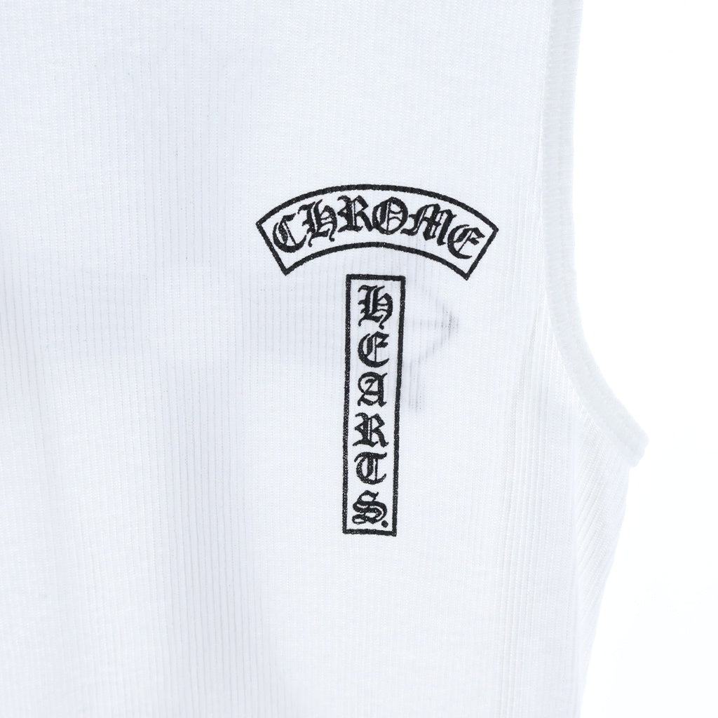 CHROME HEARTS(クロムハーツ) CH T‐BAR RIB TANK バックCHクロス Tバー ロゴプリント リブタンクトップ ホワイト