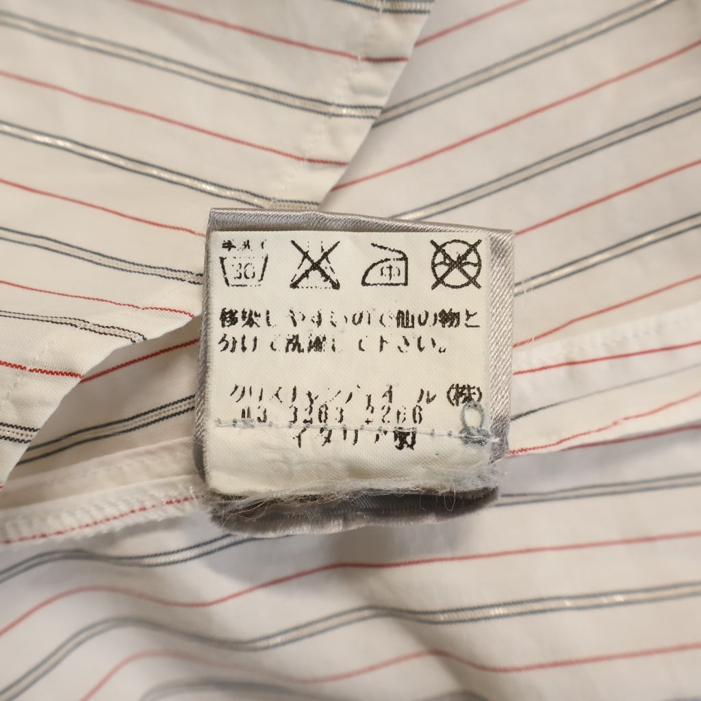 Dior HOMME(ディオールオム) HEDI SLIMANE Glitter Stripe Dress Shirt ストライプ コットン 長袖シャツ ホワイト