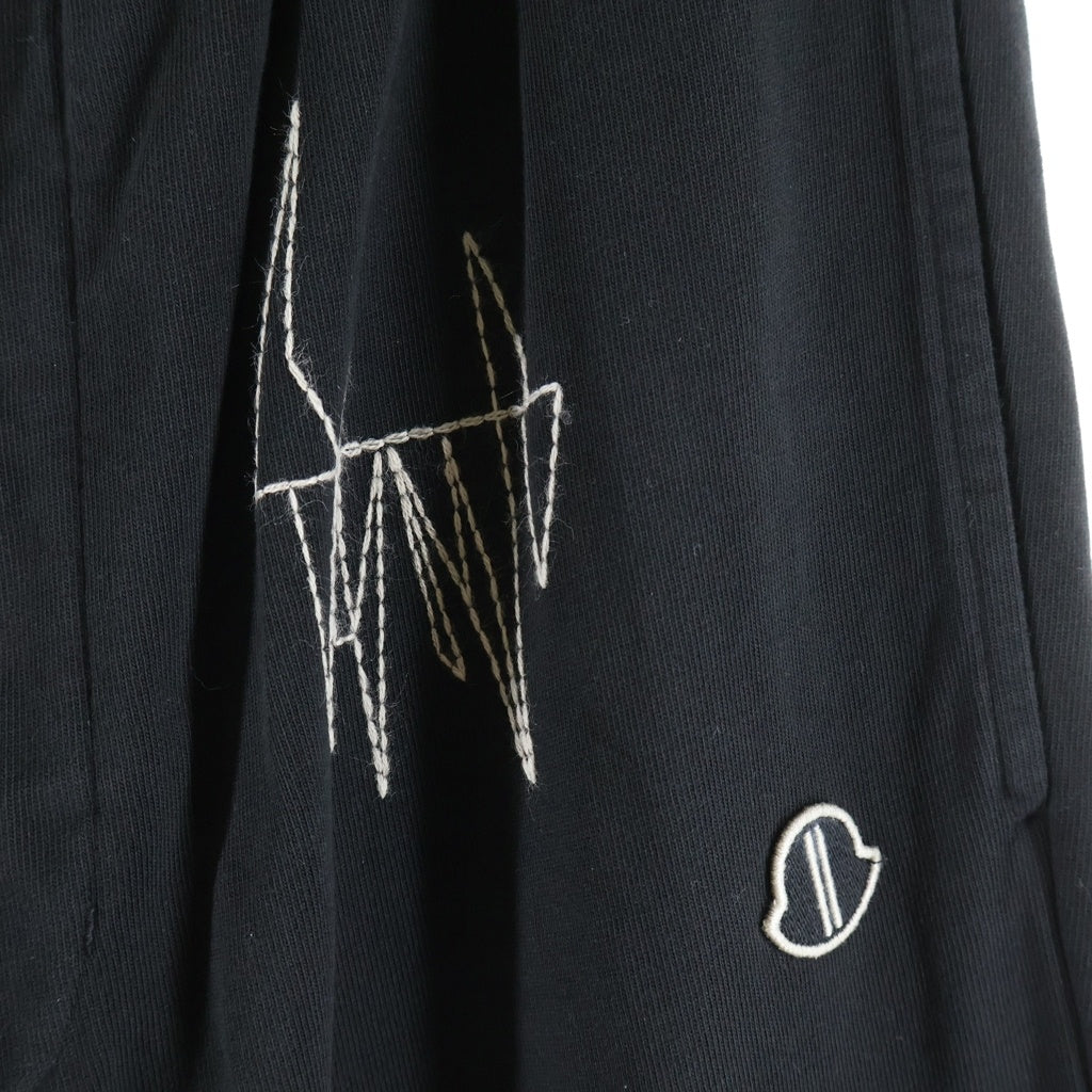 Rick Owens(リックオウエンス) ×MONCLER モンクレール JOGGER PANTS ロゴ刺繍 ジョガースウェットパンツ ブラック L109N8H00004