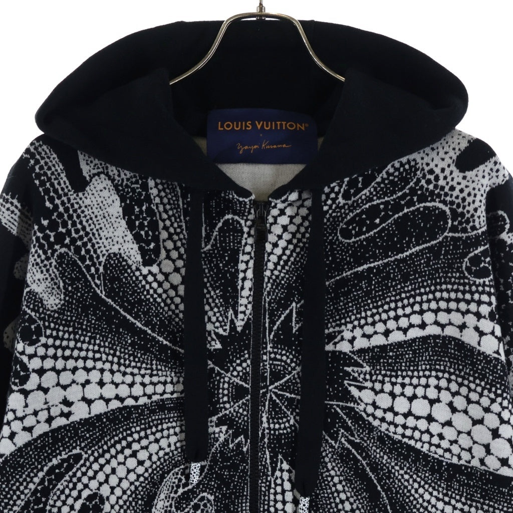 LOUIS VUITTON(ルイヴィトン) 23SS × 草間彌生 サイケデリックフラワー ジップアップニットパーカー ブラック/ホワイト RM231H X14 HON36W