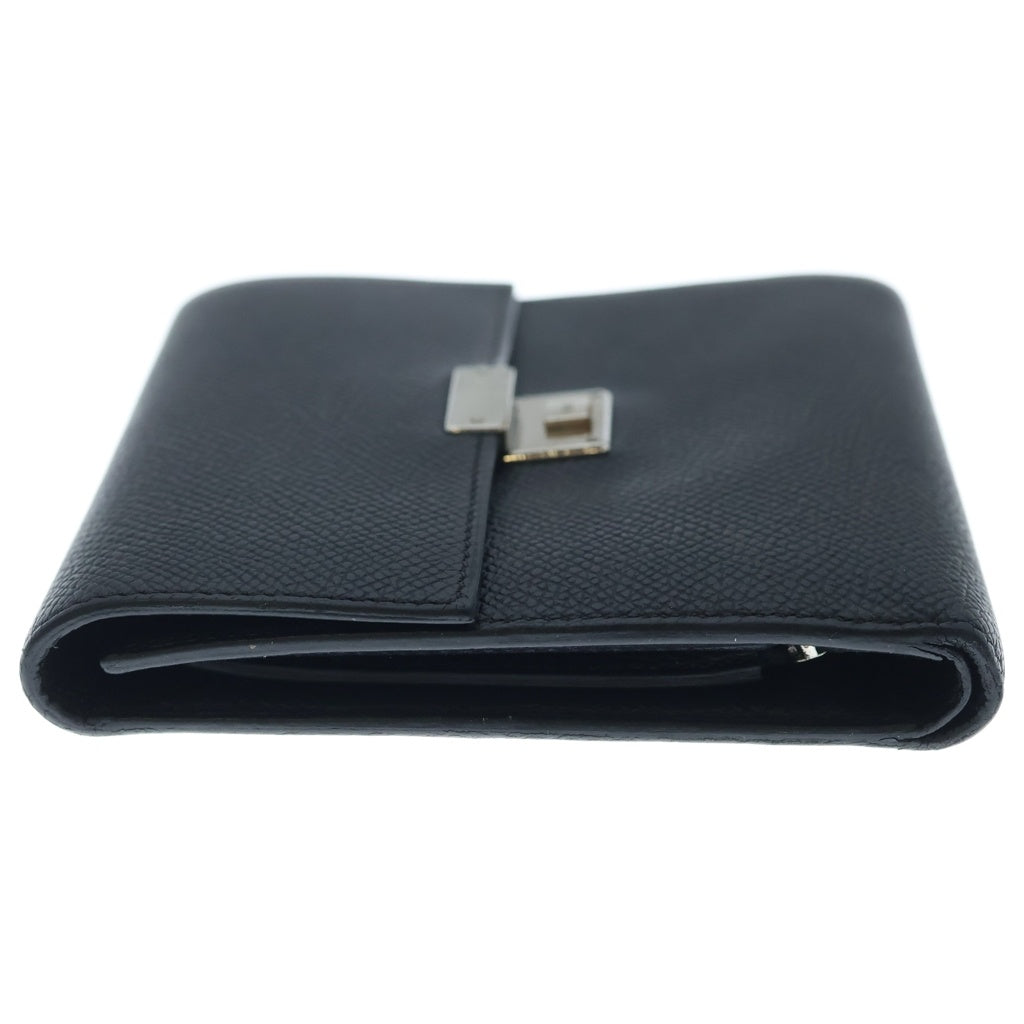 HERMES(エルメス) クリック12 カデナロック C刻印 レザー コンパクトウォレット 折り畳み財布 ブラック