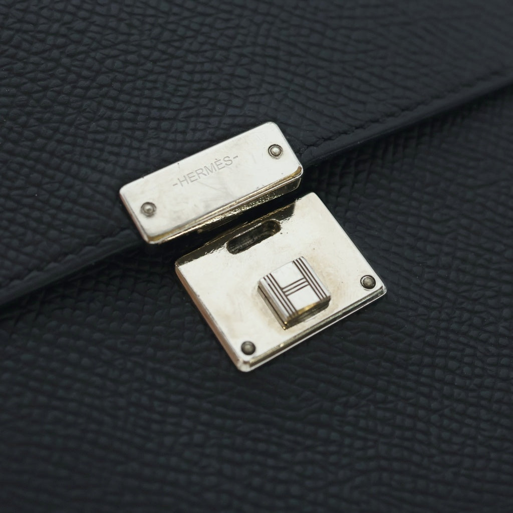 HERMES(エルメス) クリック12 カデナロック C刻印 レザー コンパクトウォレット 折り畳み財布 ブラック