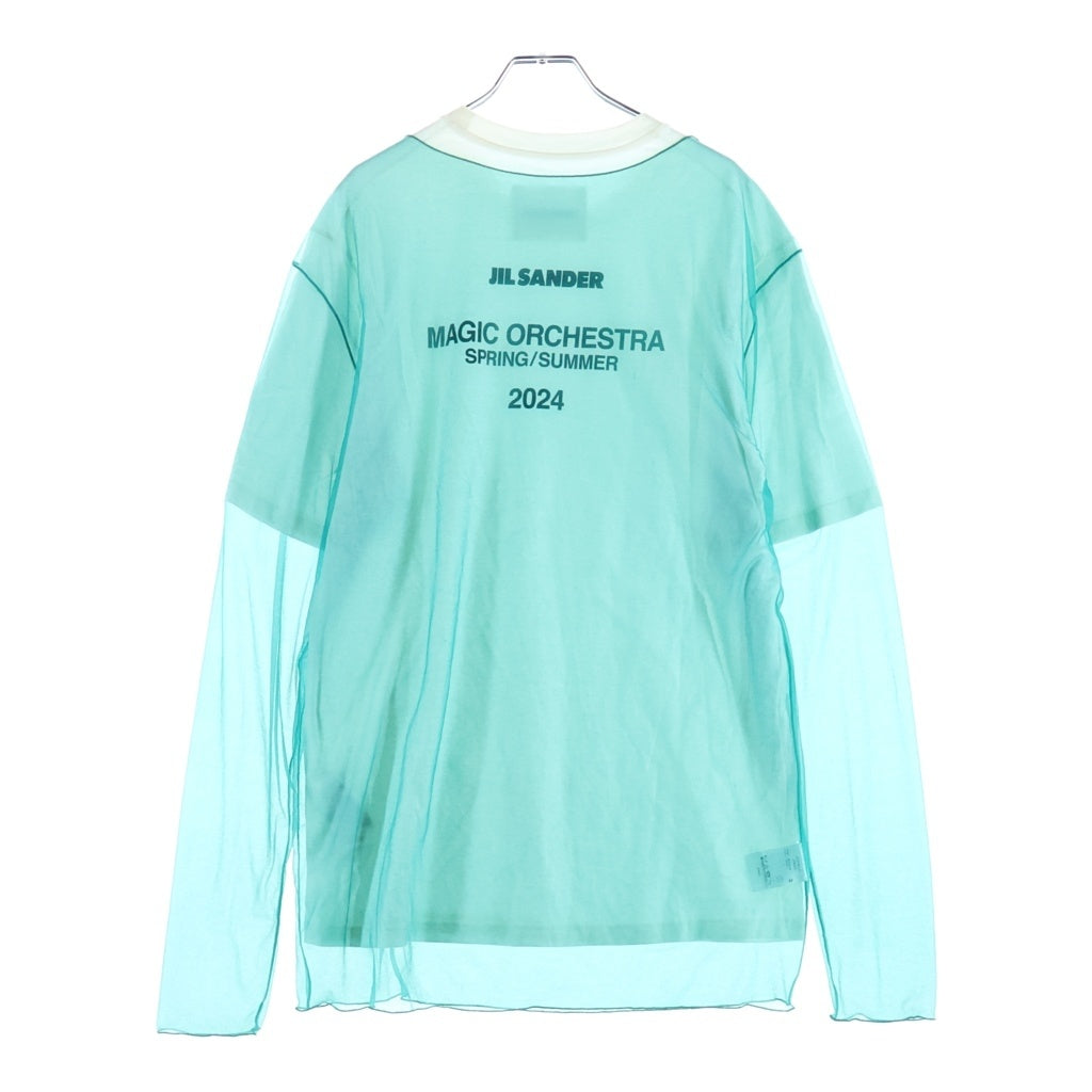 JIL SANDER(ジルサンダー) 24SS Magic Orchestra Sheer T-Shirt マジック オーケストラ シアー Tシャツ ホワイト/ターコイズブルー J22FV0111