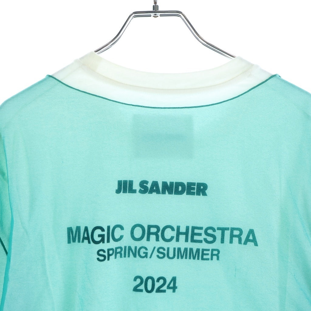 JIL SANDER(ジルサンダー) 24SS Magic Orchestra Sheer T-Shirt マジック オーケストラ シアー Tシャツ ホワイト/ターコイズブルー J22FV0111