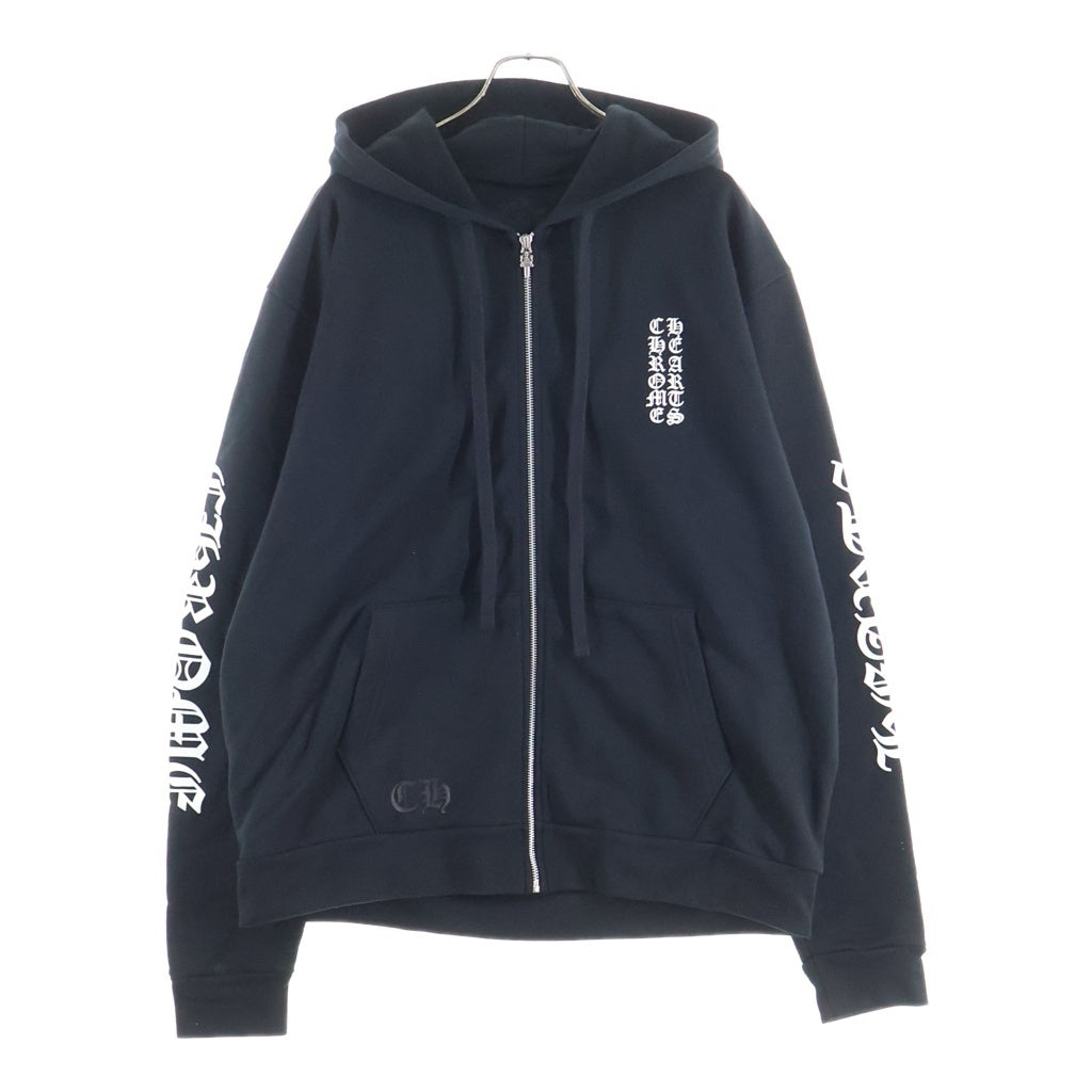 CHROME HEARTS(クロムハーツ) SWTSHRT HD ZIP バーティカルロゴ スウェット ダガージップアップパーカー ブラック