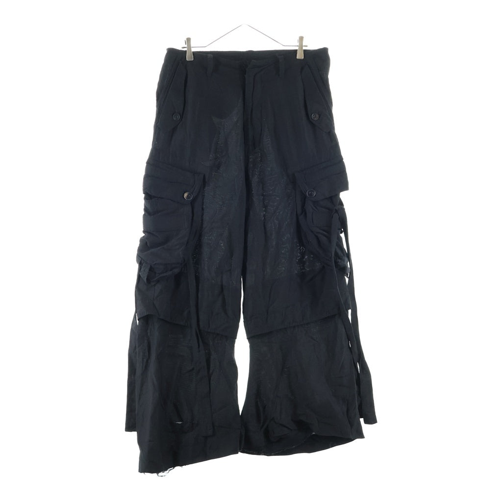 JULIUS(ユリウス) 25SS Rayon Ramie Cloth Wide Gasmask Cargo Pants ワイドガスマスクカーゴパンツ ブラック 897PAM13