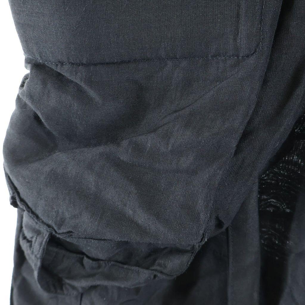 JULIUS(ユリウス) 25SS Rayon Ramie Cloth Wide Gasmask Cargo Pants ワイドガスマスクカーゴパンツ ブラック 897PAM13