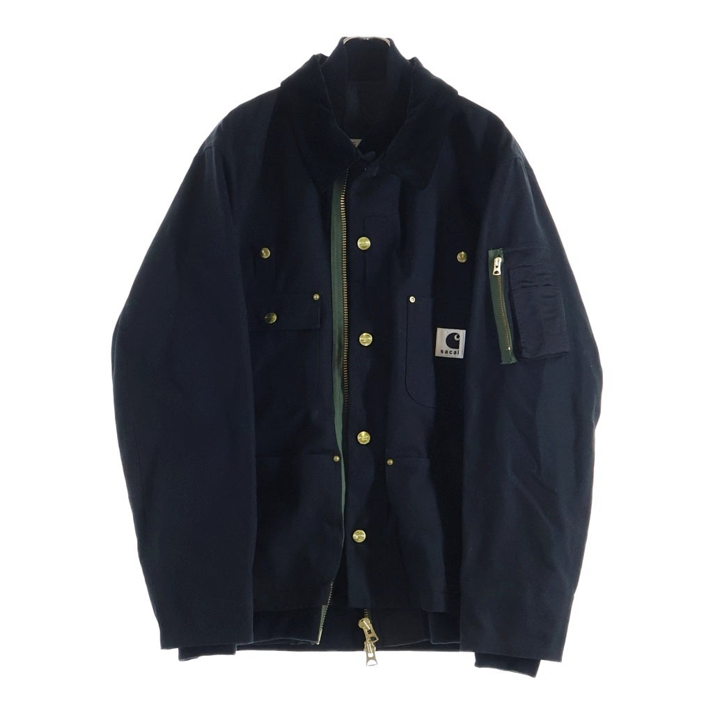 Sacai(サカイ) 23AW × Carhartt WIP キャンバス ドッキング ボンバージャケット MA-1 ブラック 23-03110M