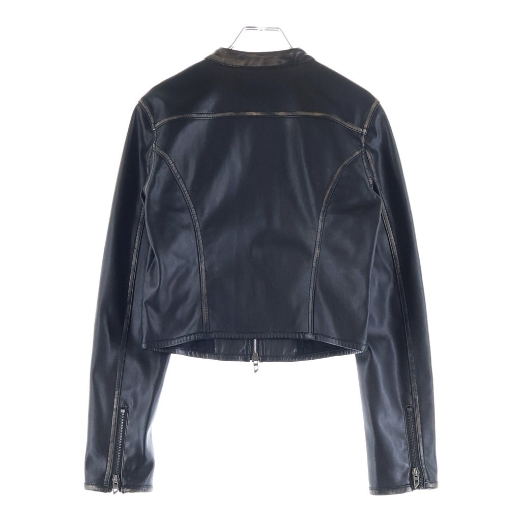 DIESEL(ディーゼル) G-LOBE クロップド丈 ディストレスト バイカージャケット ブラック レディース A16660 0IKAR