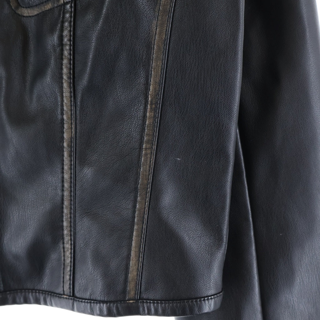 DIESEL(ディーゼル) G-LOBE クロップド丈 ディストレスト バイカージャケット ブラック レディース A16660 0IKAR