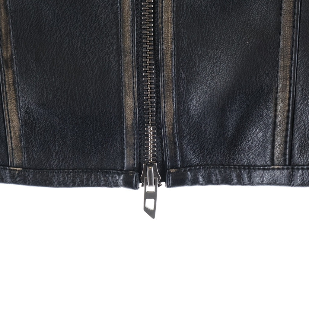 DIESEL(ディーゼル) G-LOBE クロップド丈 ディストレスト バイカージャケット ブラック レディース A16660 0IKAR