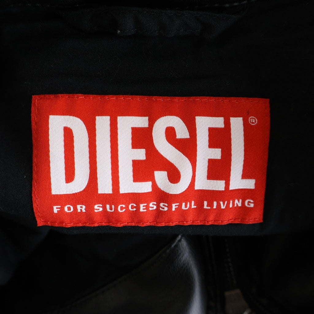 DIESEL(ディーゼル) G-LOBE クロップド丈 ディストレスト バイカージャケット ブラック レディース A16660 0IKAR