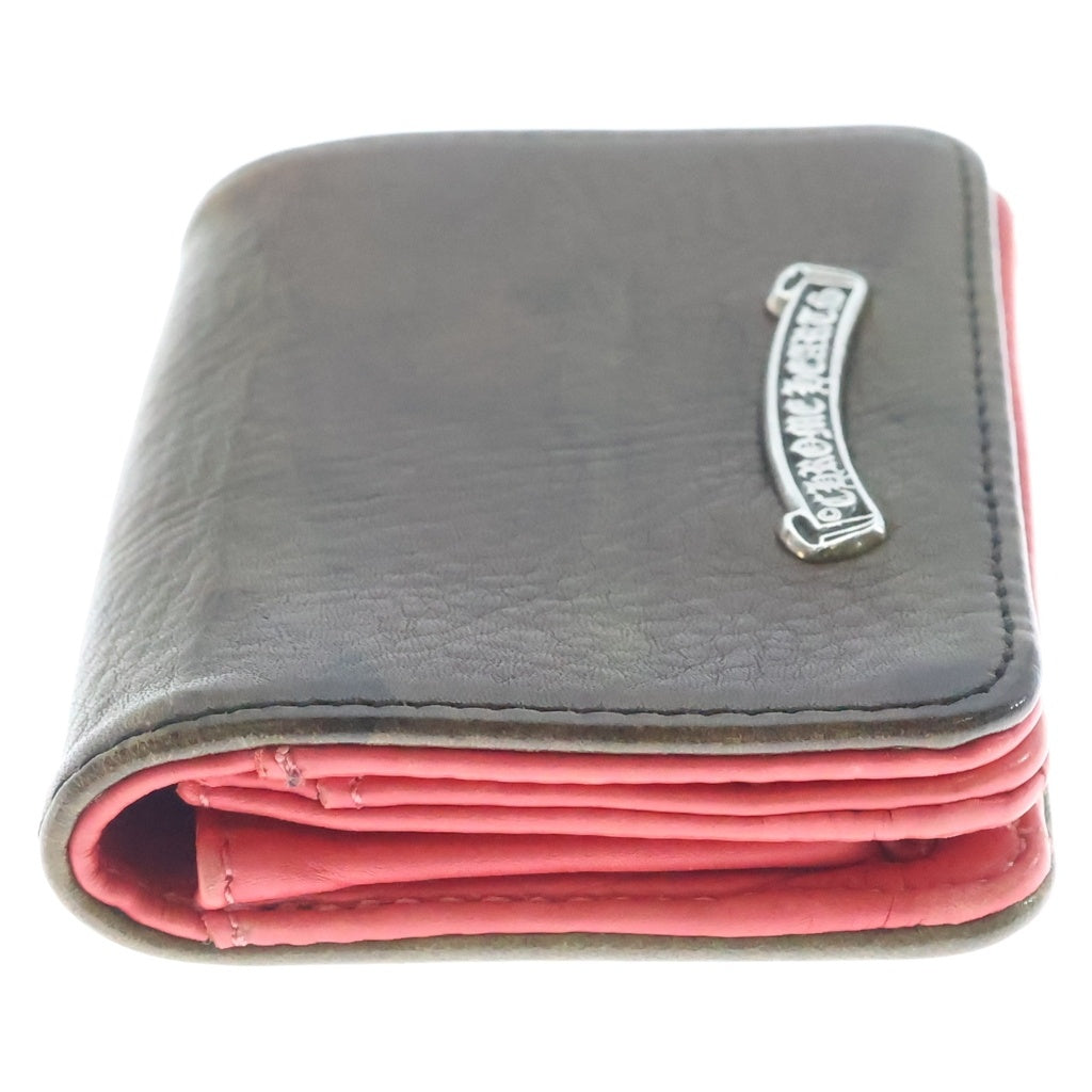 CHROME HEARTS(クロムハーツ) 3POCKET CARD CASE スクロールラベル カモ柄 3ポケット レザーカードケース カーキ/レッド