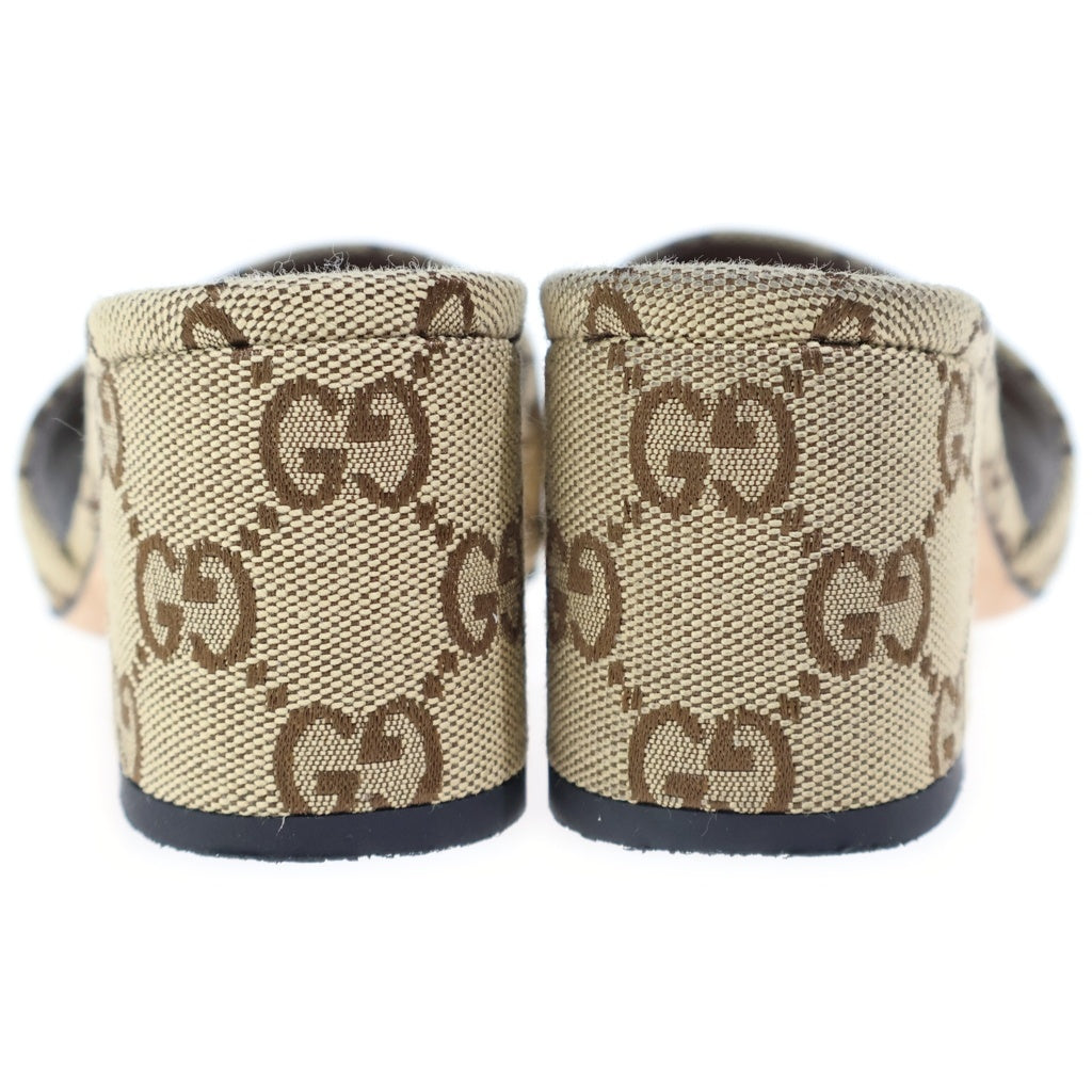 GUCCI(グッチ) ホースビット GGキャンバス ヒールサンダル ブラウン 854882 レディース