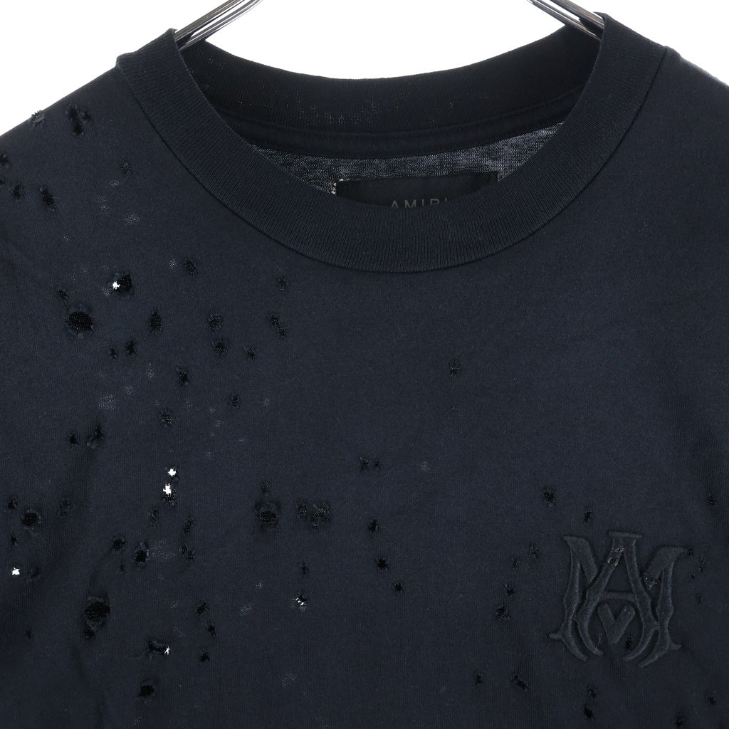 AMIRI(アミリ) 24AW Shotgun Embroidered Logo Crewneck T-Shirt MA ロゴ ショットガン クルーネック半袖Tシャツ ショートスリーブカットソー ブラック AMJYTE1059
