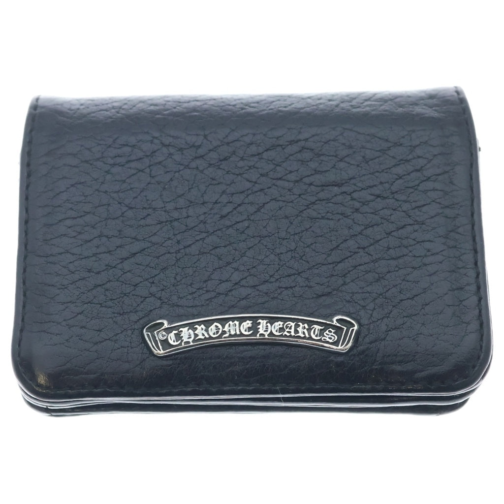 CHROME HEARTS(クロムハーツ) 3POCKET CARD CASE スクロールラベル 3ポケット レザー カードケース ブラック