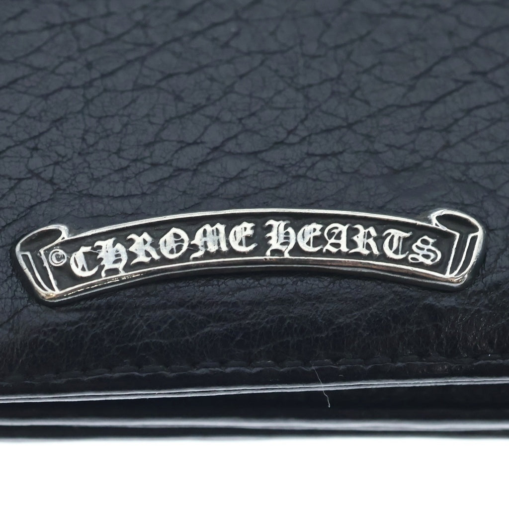 CHROME HEARTS(クロムハーツ) 3POCKET CARD CASE スクロールラベル 3ポケット レザー カードケース ブラック