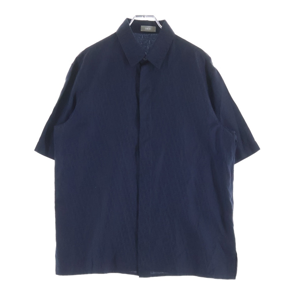 DIOR(ディオール) オブリーク総柄 シルク混 半袖シャツ ネイビー 193C545A5231