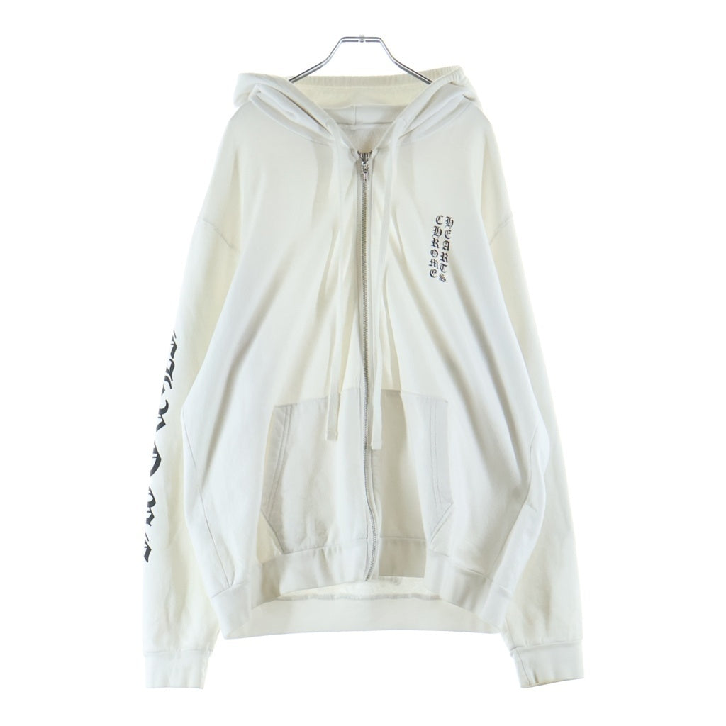 CHROME HEARTS(クロムハーツ) Vertical Arm Logo Zip Up Hoodie バーティカルアームロゴ ジップアップフーディー パーカー ホワイト