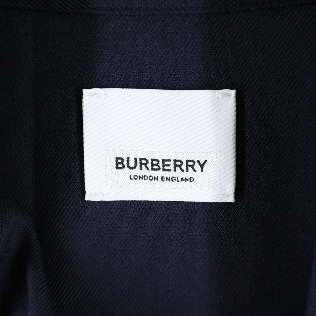 BURBERRY(バーバリー) EKD ロゴ刺繍 フロントポケット ジップアップ シャツジャケット ネイビー 8070971