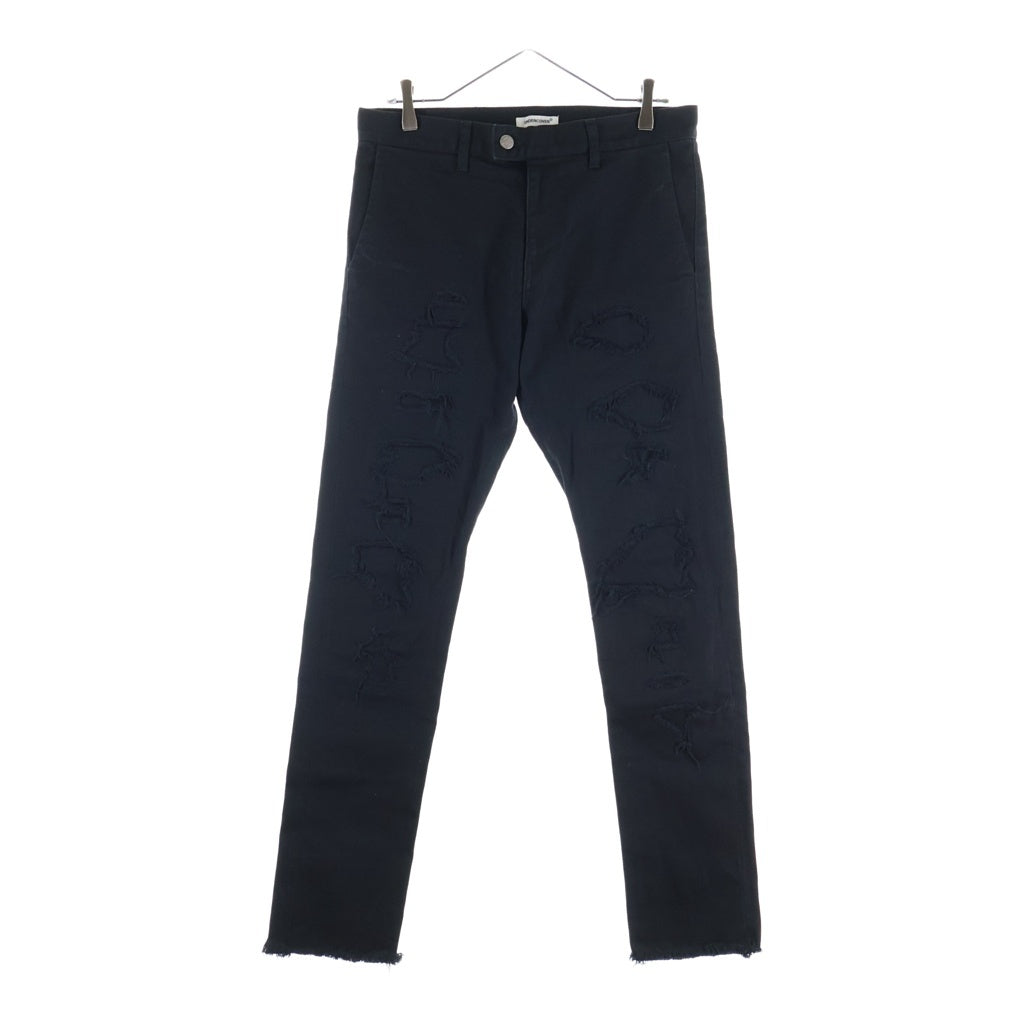 UNDERCOVER(アンダーカバー) 24AW カツラギストレッチリペアスリムパンツ ダメージ加工 コットンパンツ ブラック UP2D4502 レディース