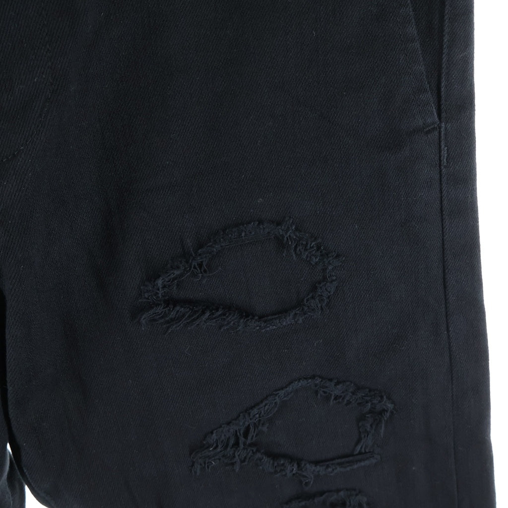 UNDERCOVER(アンダーカバー) 24AW カツラギストレッチリペアスリムパンツ ダメージ加工 コットンパンツ ブラック UP2D4502 レディース