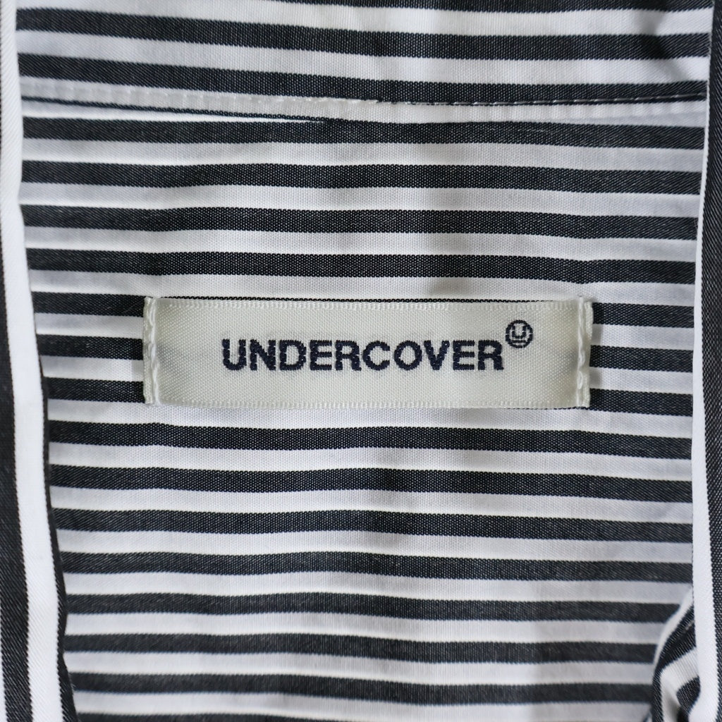 UNDERCOVER(アンダーカバー) 25SS ストライプ ランダムプリントパッチ 長袖 シャツ ブラック/ホワイト UP1E4406-2