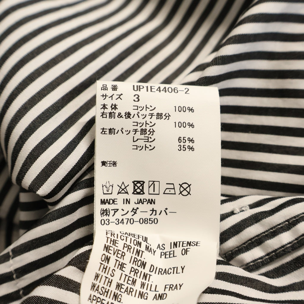 UNDERCOVER(アンダーカバー) 25SS ストライプ ランダムプリントパッチ 長袖 シャツ ブラック/ホワイト UP1E4406-2