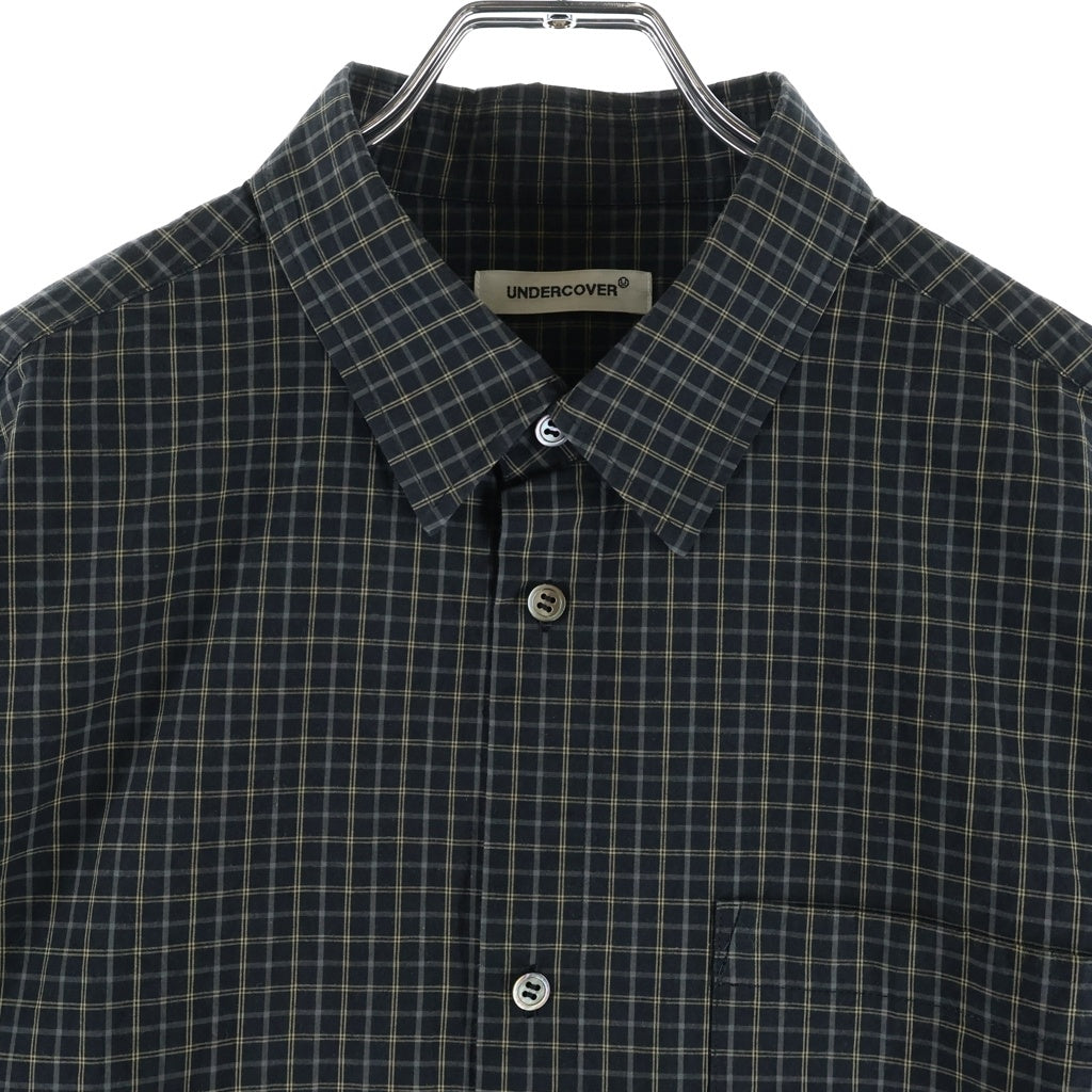UNDERCOVER(アンダーカバー) 24SS 半袖 切り替え チェック シャツ ブラック/グレー UP1D9401