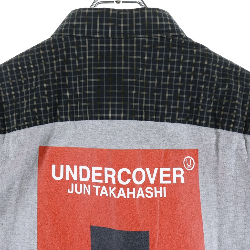 UNDERCOVER(アンダーカバー) 24SS 半袖 切り替え チェック シャツ ブラック/グレー UP1D9401