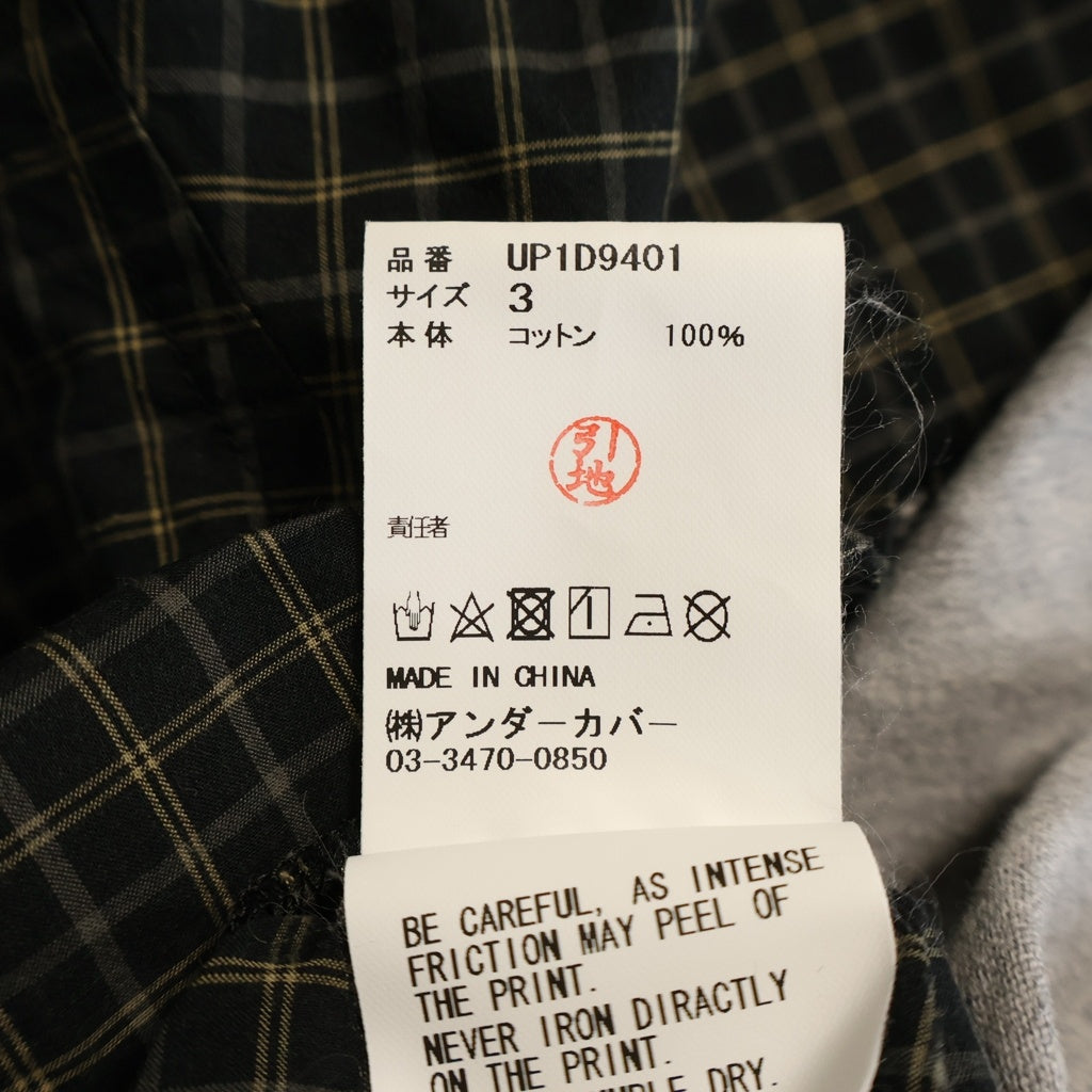 UNDERCOVER(アンダーカバー) 24SS 半袖 切り替え チェック シャツ ブラック/グレー UP1D9401