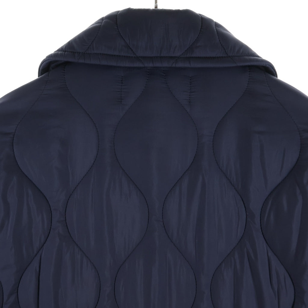tricot COMME des GARCONS(トリコ コム デ ギャルソン) ナイロン キルティングコート 丸襟 スナップボタン ロングコート ネイビー TH-C010