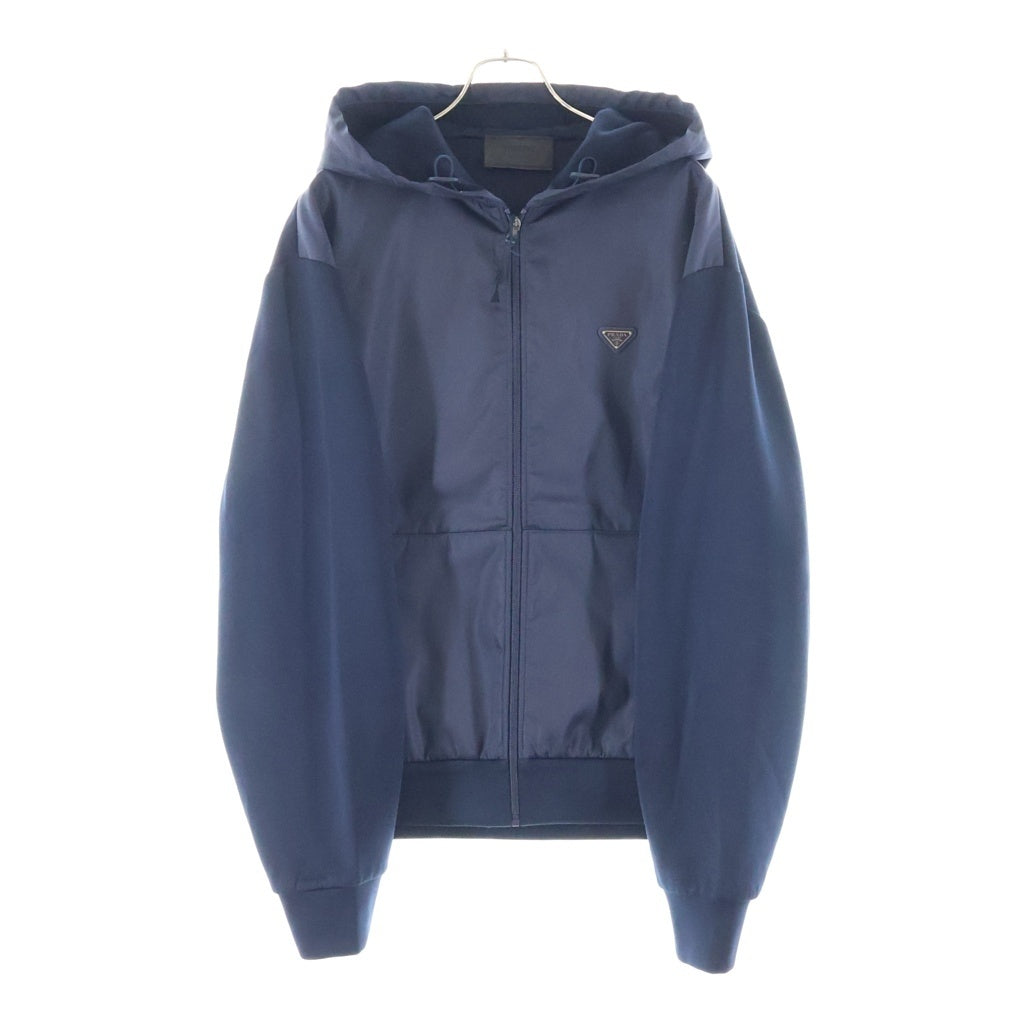 PRADA(プラダ) Re-Nylon テクニカルコットン トライアングルロゴプレート ジップアップ ブルゾン ジャケット フーディー ネイビー UJL56C S000 11JE